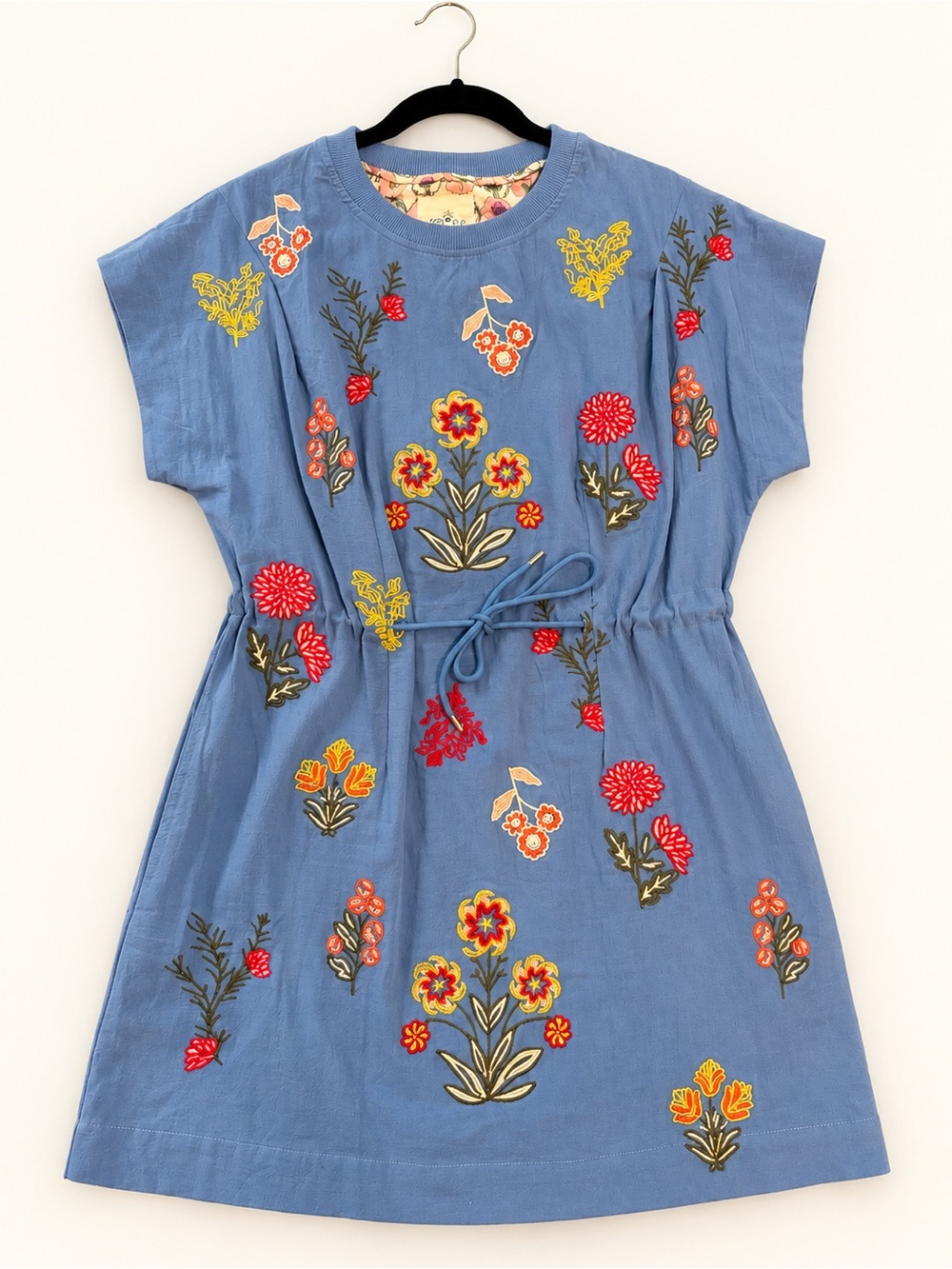 Umgee Embroidered Floral Mini Dress – Blue – Size Medium